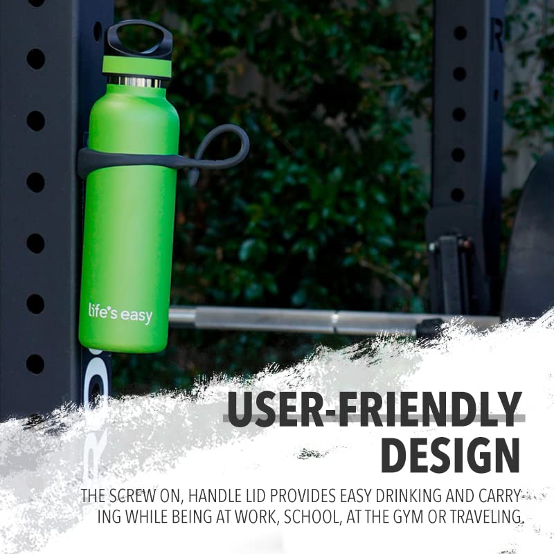 LIFE'S EASY Insulated Sports Water Bottle with Lid. Stainless Steel Vacuum Double Wall Thermo Flask for Hot and Cold Drinks  Simple Metal Hydro Canteen Travel Bottle for Men & Women - 20 oz (Green) - Image 5