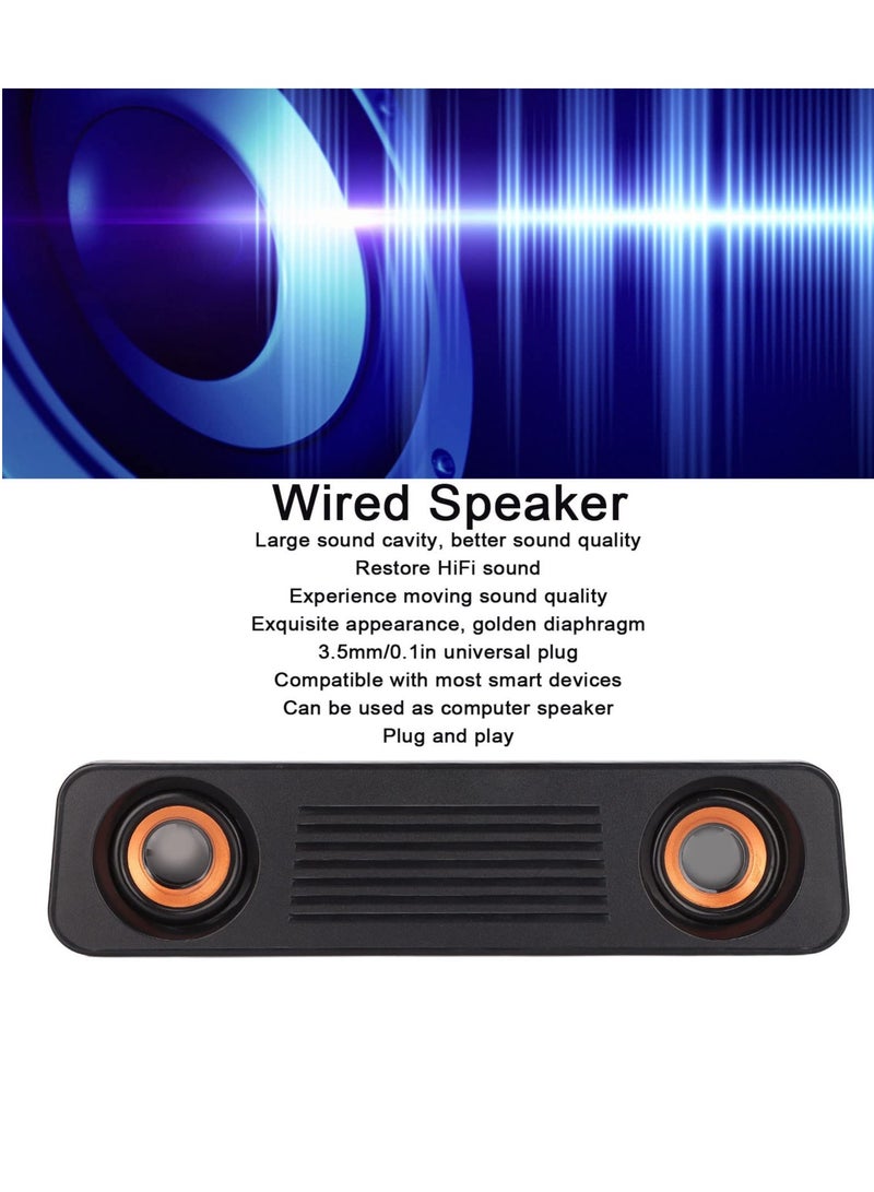 SYOSI Wired Soundbar, TV Sound Bar with Subwoofer, USB HiFi 360 Degree Stereo Desktop Speaker, Home Theater Surround Sound System Speaker, for TV Gaming Projector - Image 2