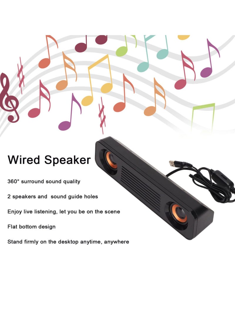 SYOSI Wired Soundbar, TV Sound Bar with Subwoofer, USB HiFi 360 Degree Stereo Desktop Speaker, Home Theater Surround Sound System Speaker, for TV Gaming Projector - Image 3