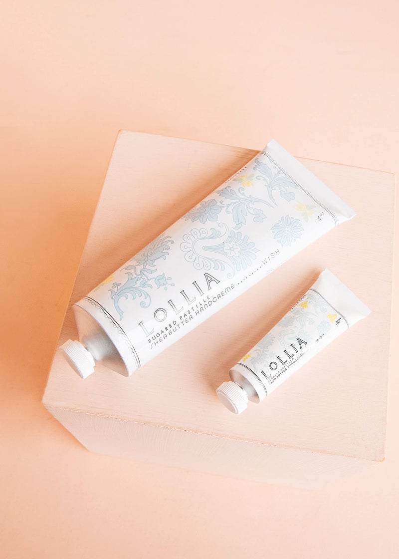 LOLLIA Wish No. 22 Handcreme Bundle, .33 oz. & 4 oz. â€“ Sugared Pastille â€“ Scented Hand Cream for Women, Moisturizing Hand Lotion for Dry Hands, Shea Butter & Cocoa Butter, Quick Absorbing Lotion - Image 4