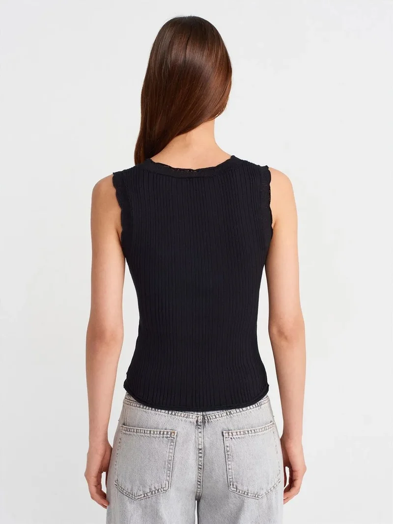 ديلفين Dilvin Ribbed Sleeveless Cami Blouse