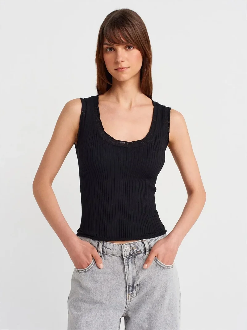 ديلفين Dilvin Ribbed Sleeveless Cami Blouse