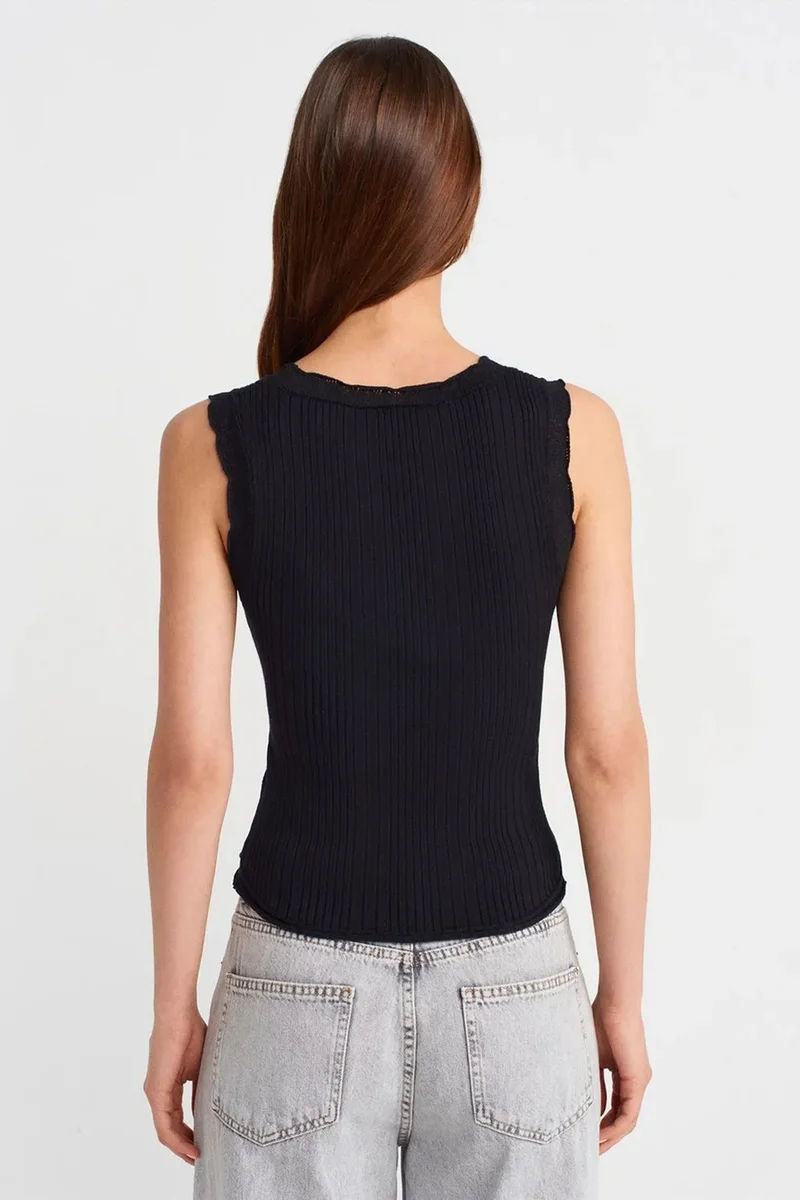 Dilvin Black DILVIN Ribbed Sleeveless Cami Blouse for Women | Best Price UAE