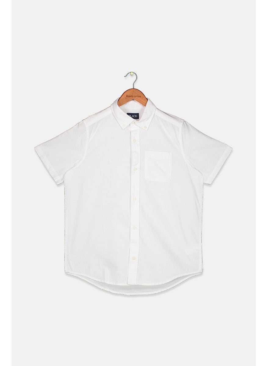 The Children's Place Kid Boys Front Pocket Casual Shirt, White  - Image 1
