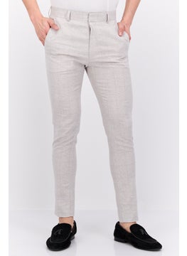 Men Regular Fit Plaid Chino Pants, Grey