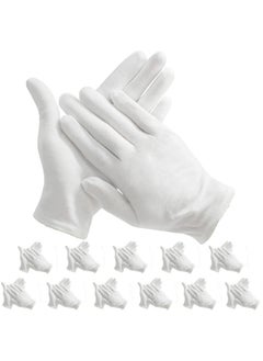 Generic 24 Pcs (12 Pair) White Cotton Gloves for Dry Hand Moisturizing Cosmetic Eczema Hand Spa and Coin Jewelry Inspection, Checking Gloves,Serving Gloves Stretchable  - Image 1