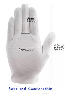 Generic 24 Pcs (12 Pair) White Cotton Gloves for Dry Hand Moisturizing Cosmetic Eczema Hand Spa and Coin Jewelry Inspection, Checking Gloves,Serving Gloves Stretchable  - Image 2