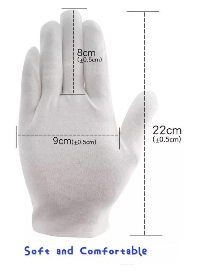 Generic 24 Pcs (12 Pair) White Cotton Gloves for Dry Hand Moisturizing Cosmetic Eczema Hand Spa and Coin Jewelry Inspection, Checking Gloves,Serving Gloves Stretchable  - Image 2