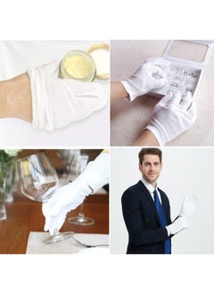 Generic 24 Pcs (12 Pair) White Cotton Gloves for Dry Hand Moisturizing Cosmetic Eczema Hand Spa and Coin Jewelry Inspection, Checking Gloves,Serving Gloves Stretchable  - Image 5
