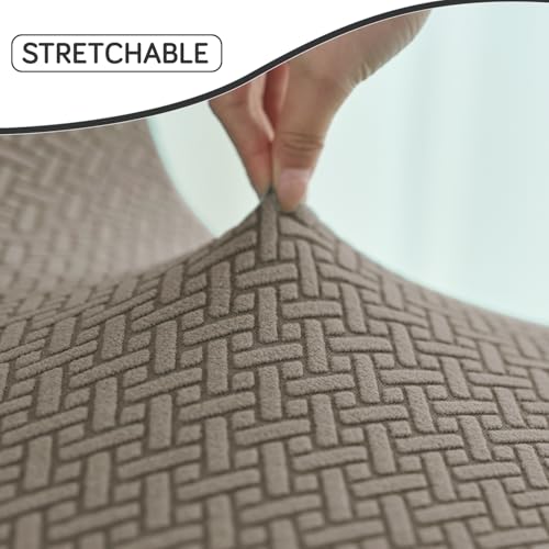 HOKIPO Jacquard 210gsm Shell Chair Cover, Mid Century Modern Dining Chair Cover, Pack of 1, Taupe Brown, (AR-5357-KHK) - Image 5
