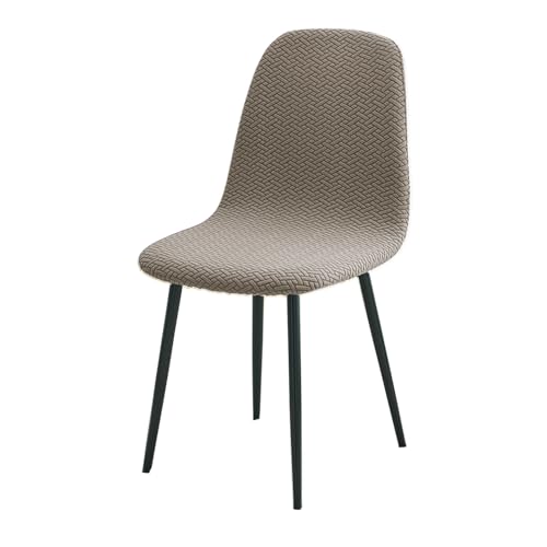 HOKIPO Jacquard 210gsm Shell Chair Cover, Mid Century Modern Dining Chair Cover, Pack of 1, Taupe Brown, (AR-5357-KHK) - Image 1