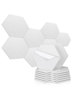 Muyixin Recording Studio Soundproof Acoustic Panels for Wall Tiles Noise Blocking Self-Adhesive 11.8''X10''X0.35'' High Density Polyester Deadening Foam Panel for Door (M Hexagon 12 Pack)  - Image 1