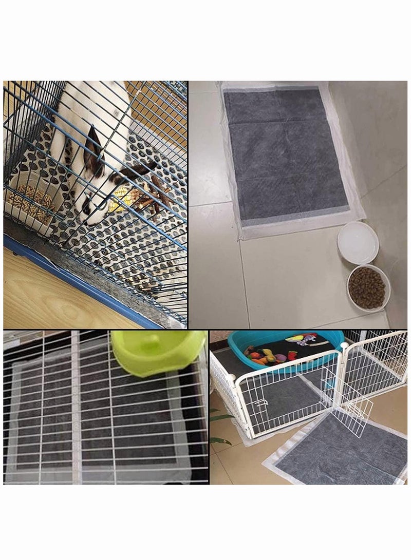 Rabbit Pee Pads Disposable Cage Liners 100PCS All-Absorb Black Carbon Odor-Control Bunny Training Accessories with Quick-Dry Surface for Puppy, Kitten, Hedgehog Small Animals