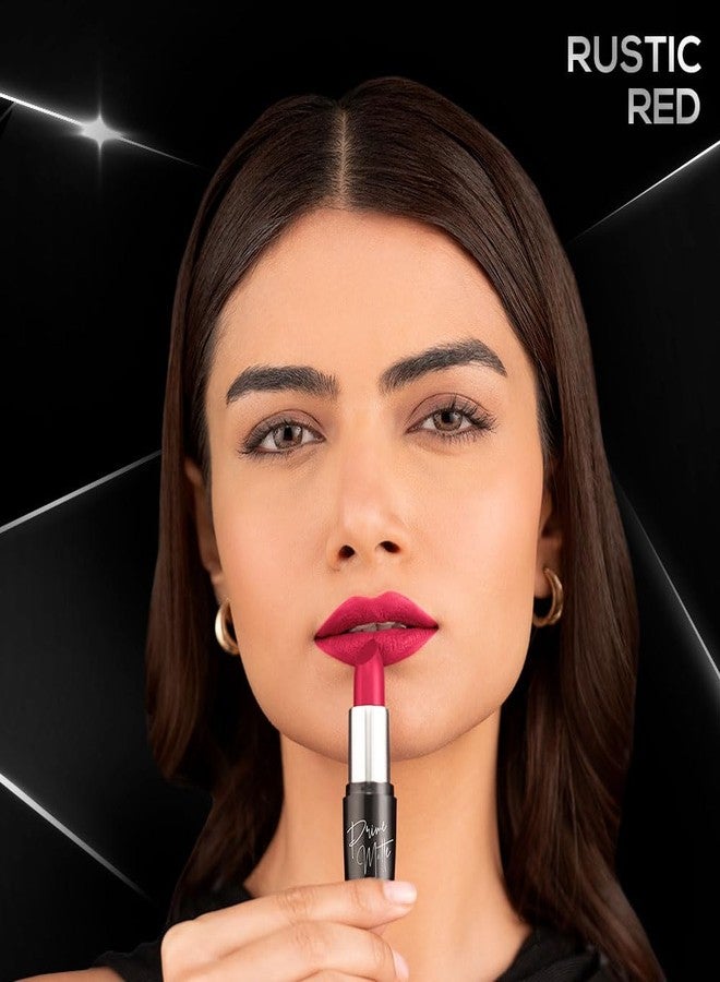 RENEE Prime Matte Lipstick - Rustic Red, Lightweight & Long-Lasting Formula, Creamy Matte Finish, One Swipe Application, Non-Drying, Vitamin E Infused, 4.5Gm - Image 2