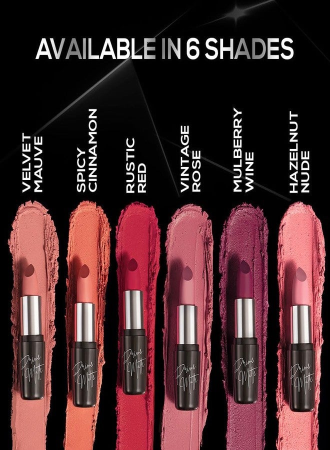 RENEE Prime Matte Lipstick - Rustic Red, Lightweight & Long-Lasting Formula, Creamy Matte Finish, One Swipe Application, Non-Drying, Vitamin E Infused, 4.5Gm - Image 4