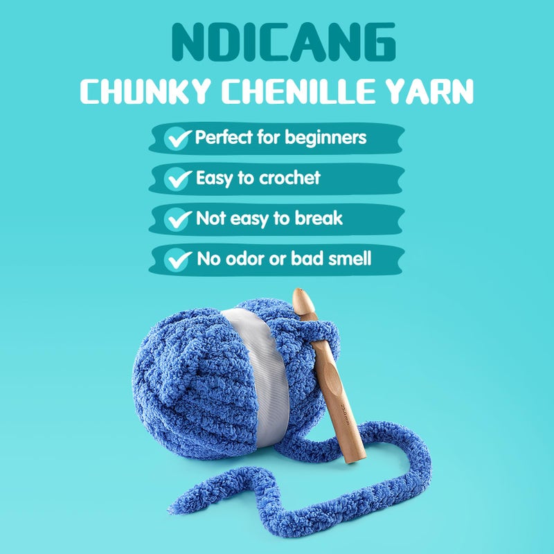 NDICANG 8 Pack Chunky Yarn for Hand Knitting - Chunky Chenille Blanket Yarn for Crocheting - Jumbo Fluffy Yarns for Crochet - Super Bulky Yarns 25 yds 7.7 oz Each Skein (Red) - Image 2