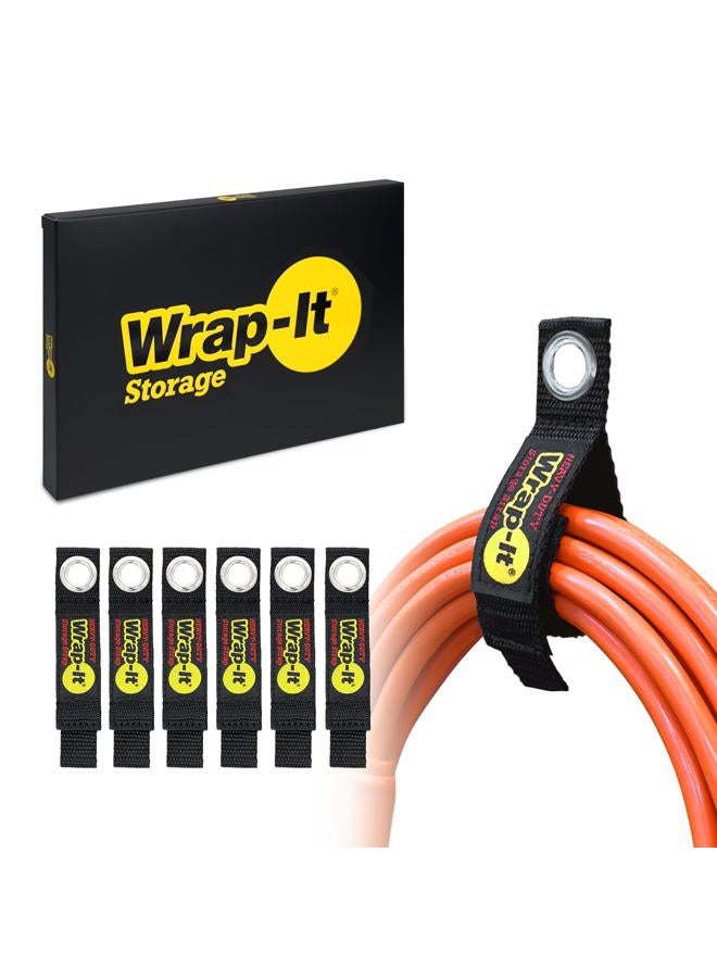 Wrap-It Storage Heavy-Duty Straps, 7-inch (6 Pack) - Hook and Loop Extension Cord Organizer Hanger, Cord Wrap Keeper, Cable Straps for Cords, Hoses, Rope, RV, Boat and Garage and Organization - Image 1