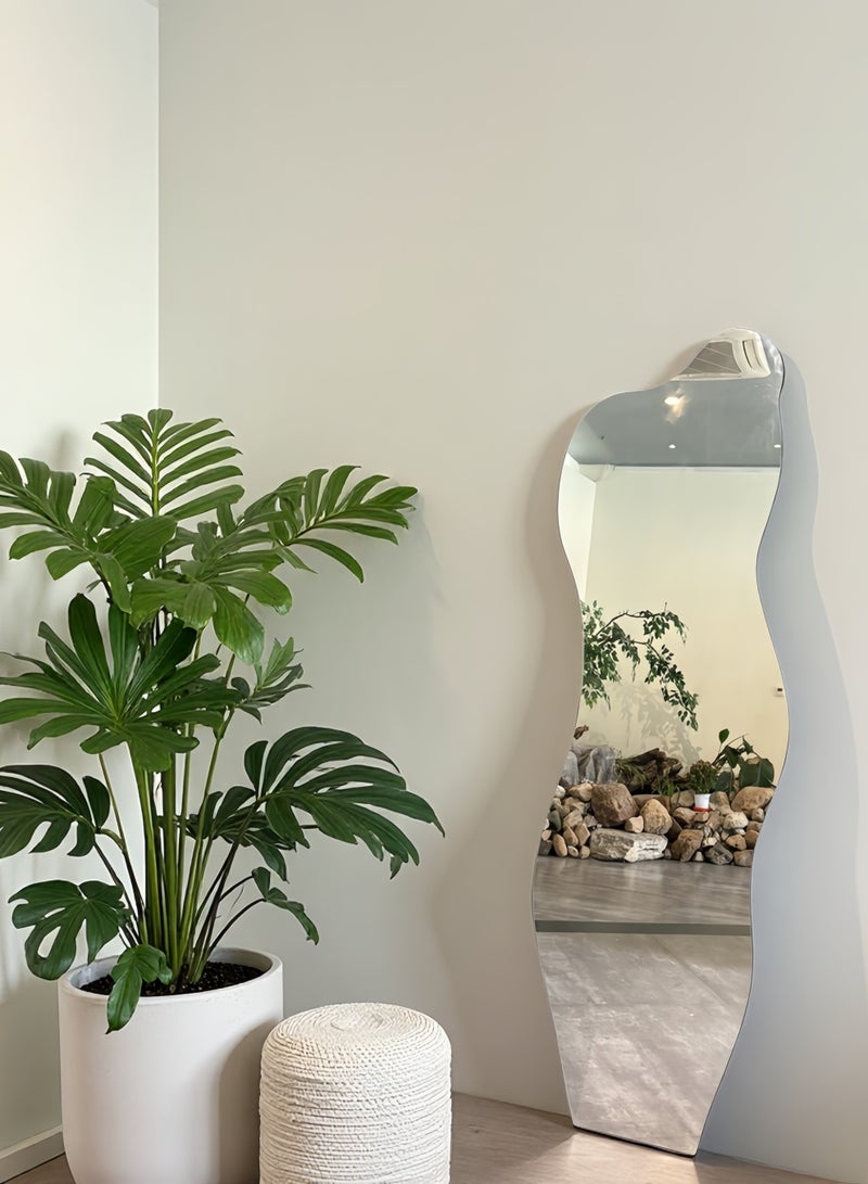 ايست من نون Full Length Mirror 160x50cm Irregular Wall Mirror Weave Shaped Frameless for Living Room Bathroom Bedroom Entryway Decor - Image 1