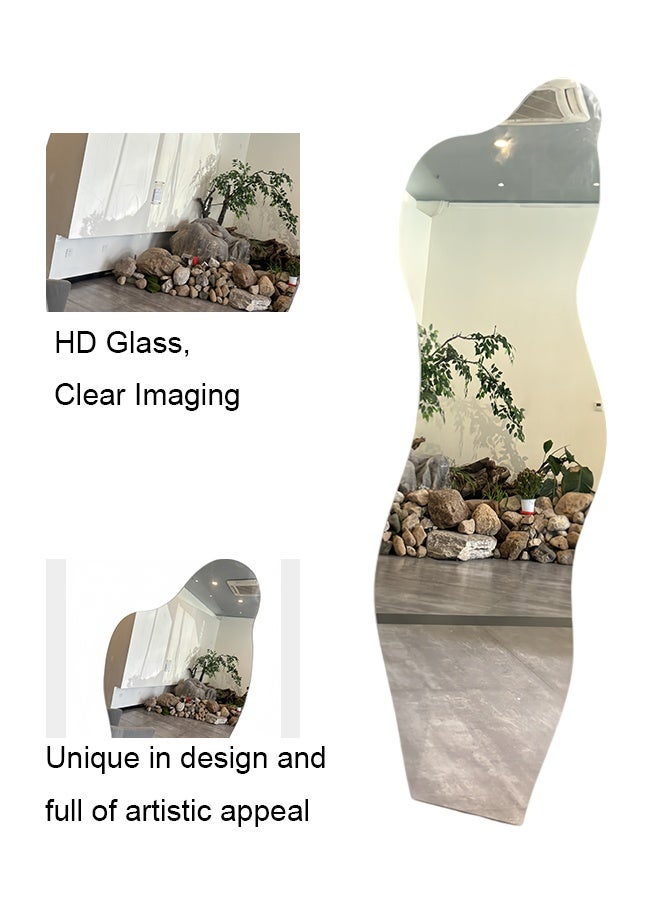 ايست من نون Full Length Mirror 160x50cm Irregular Wall Mirror Weave Shaped Frameless for Living Room Bathroom Bedroom Entryway Decor - Image 3