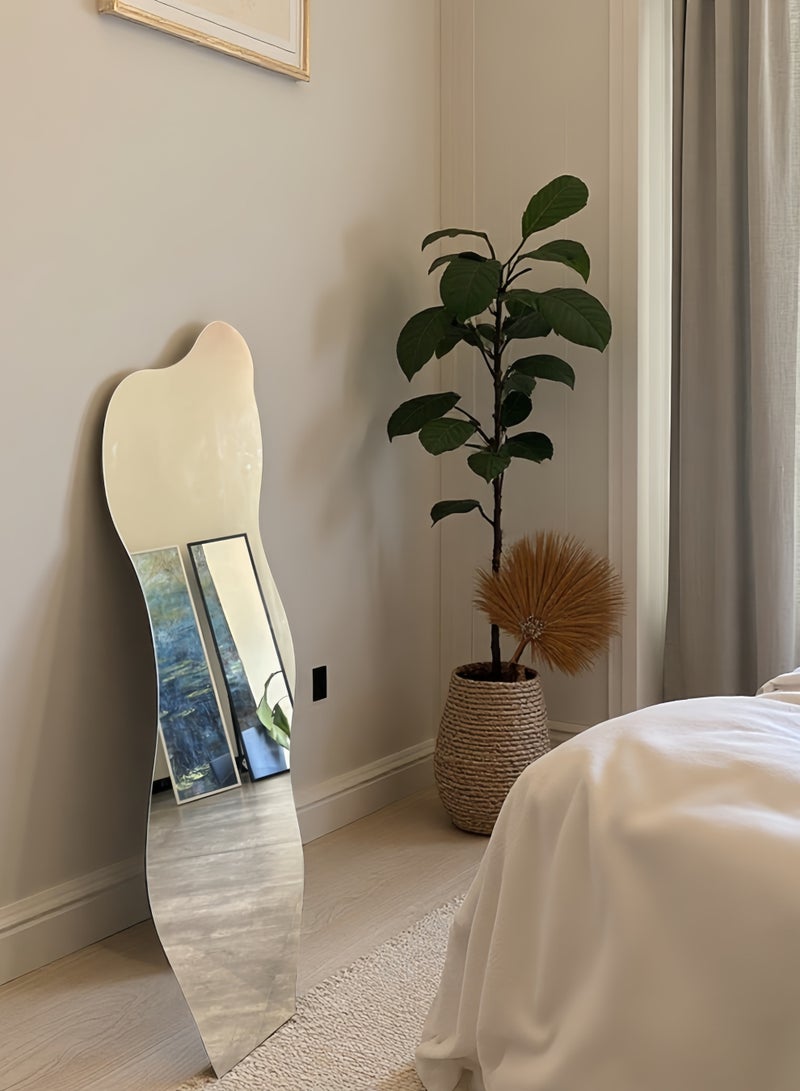 ايست من نون Full Length Mirror 160x50cm Irregular Wall Mirror Weave Shaped Frameless for Living Room Bathroom Bedroom Entryway Decor - Image 2