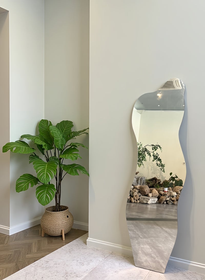 ايست من نون Full Length Mirror 160x50cm Irregular Wall Mirror Weave Shaped Frameless for Living Room Bathroom Bedroom Entryway Decor - Image 5