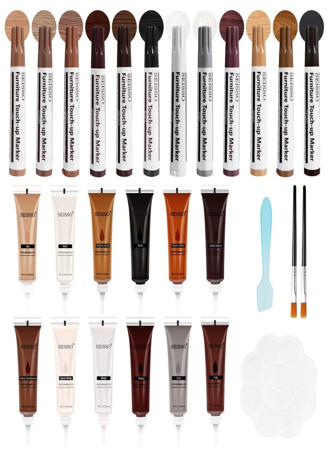 SEISSO Furniture Repair Kit, Wood Markers for Scratches, 12 Colors Furniture Touch-up Markers and Wood Fillers, New Upgrade Wood Repair Kit - Restore Wooden Table, Cabinet, Floors, Door - Image 1