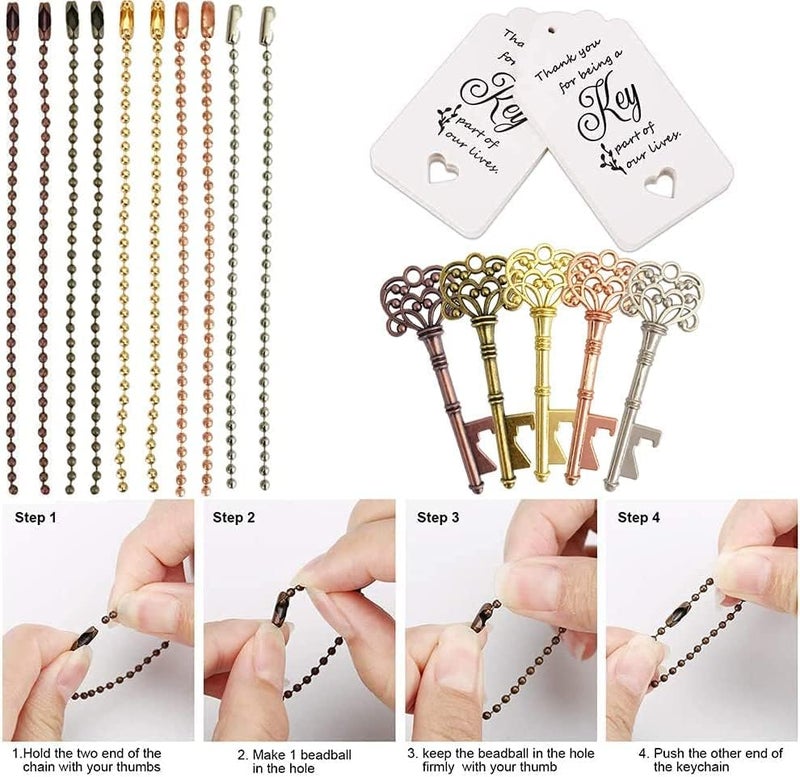 WODEGIFT 100 PCS Wedding Favors Key Bottle Openers,Vintage Skeleton Key Bottle Opener, Wedding Favors Key Bottle Opener Rustic Decoration (5 colors mix and match) - Image 5
