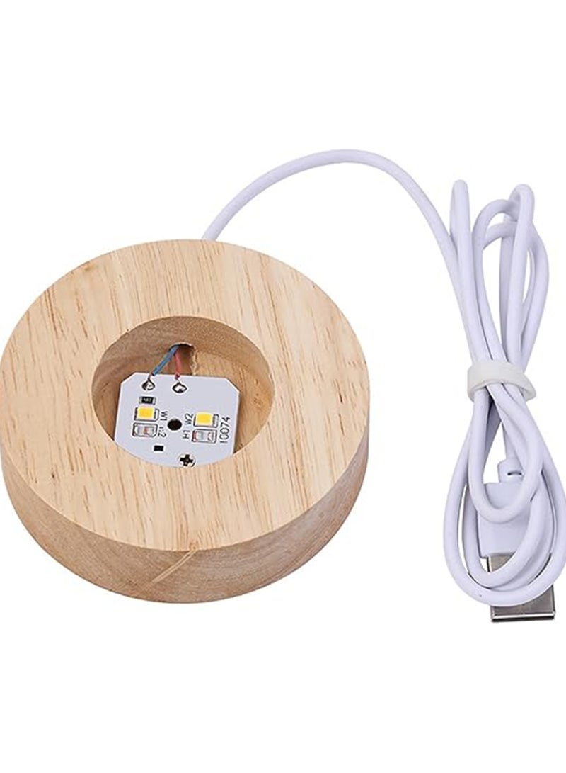 (أربع أوراق البرسيم) كرة بلورية زجاجية ثلاثية الأبعاد ضوء ليلي مع قاعدة خشبية ديكور خيالي LED ضوء ليلي لديكور غرفة النوم - Image 4