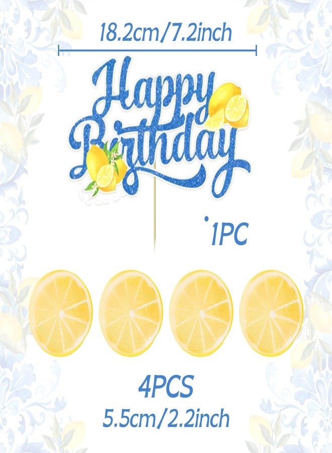 Roaring Good Time زينة كعكة عيد ميلاد باللون الأزرق الليموني، غطاء كعكة باللون الأزرق الليموني، زينة كعكة بالليمون لحفلة عيد ميلاد بطابع الليمون - Image 2