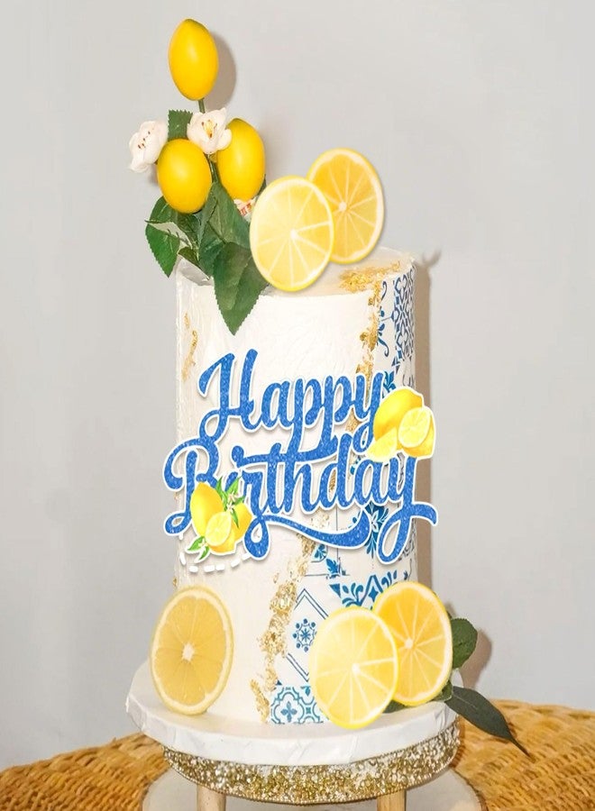 Roaring Good Time زينة كعكة عيد ميلاد باللون الأزرق الليموني، غطاء كعكة باللون الأزرق الليموني، زينة كعكة بالليمون لحفلة عيد ميلاد بطابع الليمون - Image 4
