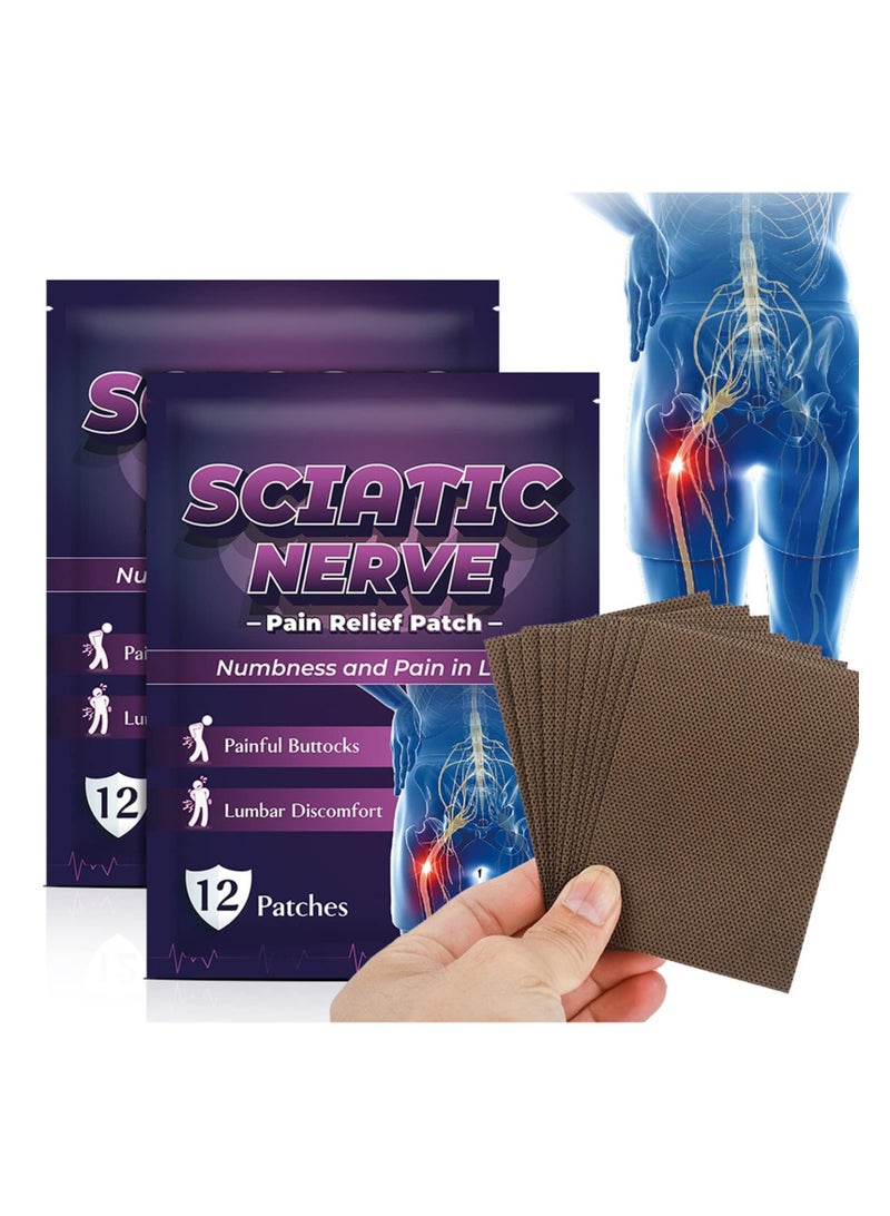 GNAFOTU 60 Sheets Sciatica Patch,Sciatic Nerve Pain Patch, Sciatic Nerve Pain Reducing Patch Elastic Fabric Multifuntcional Release Muscle Patch for Back Buttock - Image 1