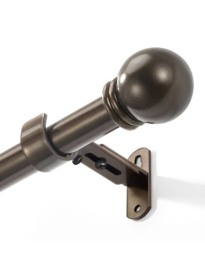 AMZSEVEN Curtain Rods for Windows 16 to 76 Inches, Curtain Rod Max Adjustable Length of 88 IN, 1" Diameter Drapery Rods Round Finials, Brown, Pack of 1 - Image 1