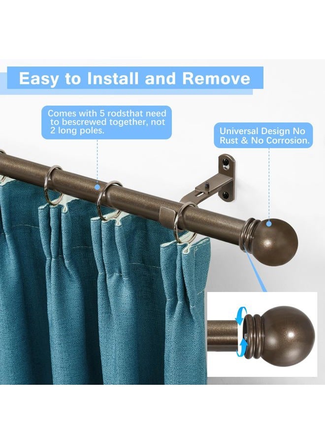 AMZSEVEN Curtain Rods for Windows 16 to 76 Inches, Curtain Rod Max Adjustable Length of 88 IN, 1" Diameter Drapery Rods Round Finials, Brown, Pack of 1 - Image 2