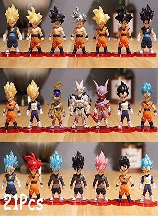 Trunkin DBZ Goku 21 Pcs Set B Anime Figure Son Goku Vegeta Frieza Vegetto Figurine Collectible Anime Weeb PVC Collection Model, Multi Color - Image 4