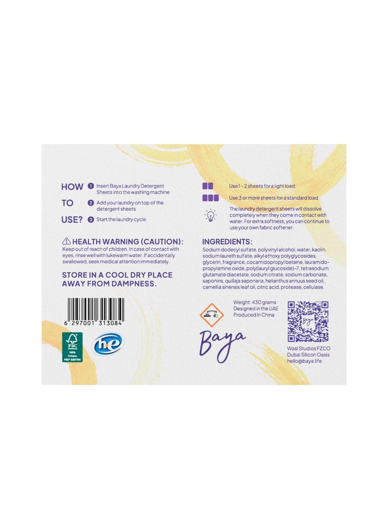 Baya Laundry Detergent Sheets Sweet Summer Family Pack 100 Sheets (430g) - Image 2