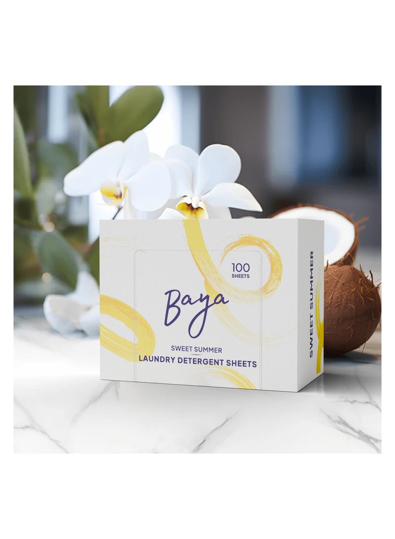 Baya Laundry Detergent Sheets Sweet Summer Family Pack 100 Sheets (430g) - Image 3