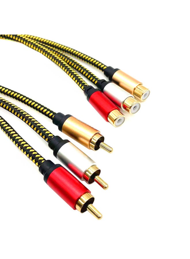 Lotus Six-head Line AV Audio And Video Line 3RCA Male-to-female TV DVD Set-top Box Dancing Blanket Game Extension Line-Color:Gold-Line Length:2 M  - Image 3