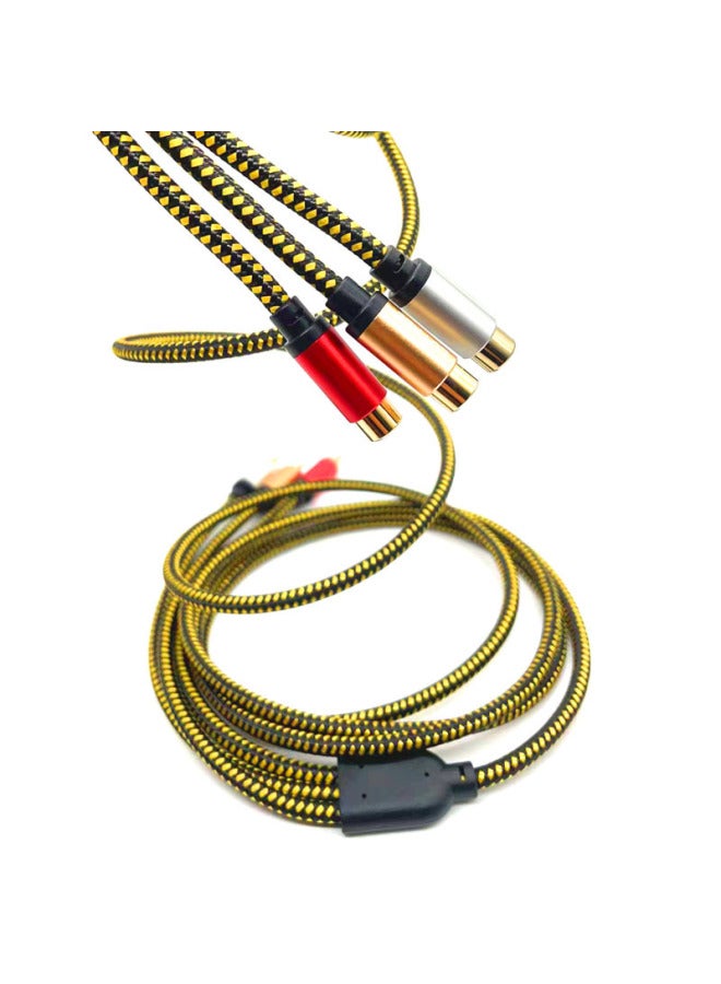 Lotus Six-head Line AV Audio And Video Line 3RCA Male-to-female TV DVD Set-top Box Dancing Blanket Game Extension Line-Color:Gold-Line Length:2 M  - Image 2