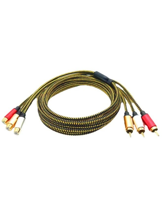 Lotus Six-head Line AV Audio And Video Line 3RCA Male-to-female TV DVD Set-top Box Dancing Blanket Game Extension Line-Color:Gold-Line Length:2 M  - Image 5