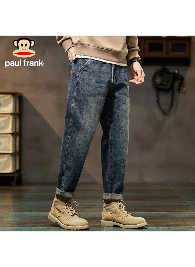Paul Frank Paul Frank Men's Spring American Loose Jeans Men's Trousers Wide Leg Casual Trousers Retro Blue 32  - Image 4