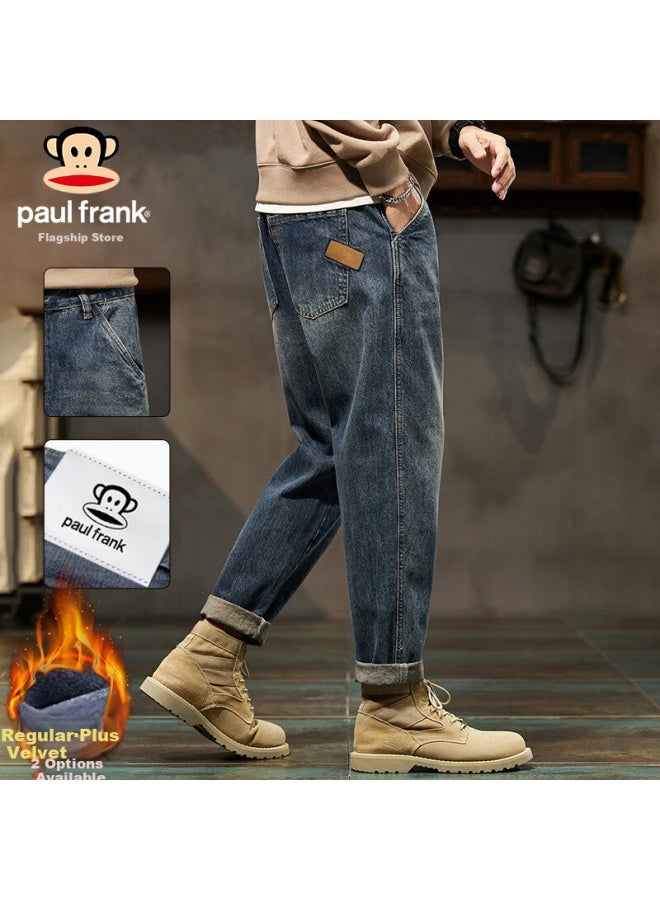 Paul Frank Paul Frank Men's Spring American Loose Jeans Men's Trousers Wide Leg Casual Trousers Retro Blue 32  - Image 1