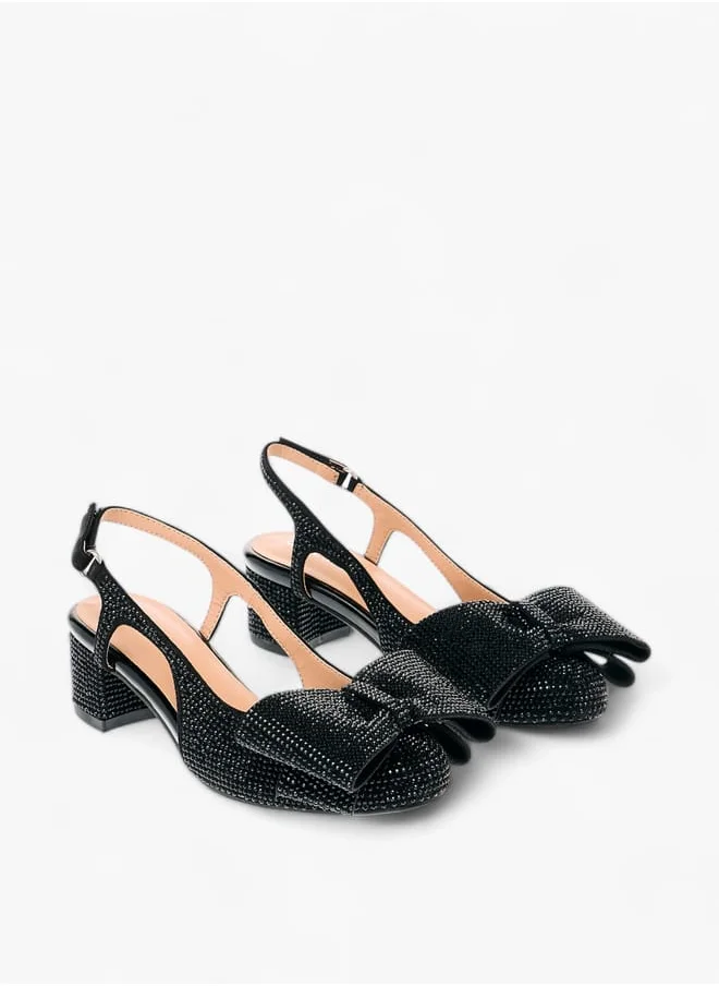 سيليست Girl's Bow Accent Block Heeled Sandals with Hook and Loop Closure