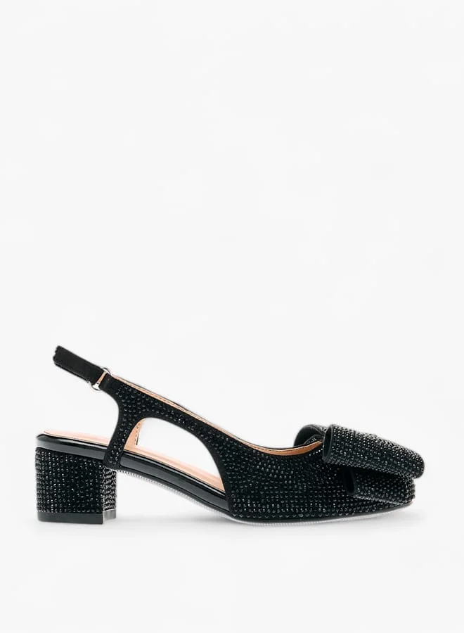 Celeste Girl's Bow Accent Block Heeled Sandals with Hook and Loop Closure