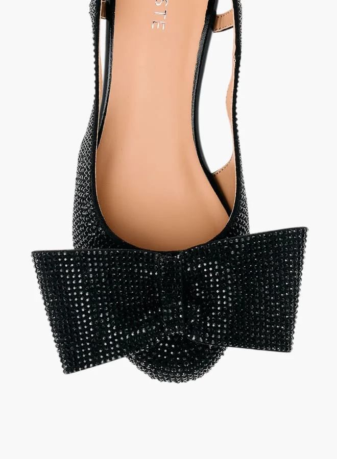 Celeste Girl's Bow Accent Block Heeled Sandals with Hook and Loop Closure