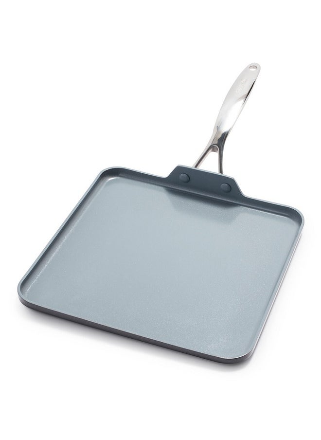 Greenpan GreenPan Valencia Pro Hard Anodized Healthy Ceramic Nonstick 11" Griddle Pan, PFAS-Free, Induction, Dishwasher Safe, Oven Safe, Gray  - Image 1