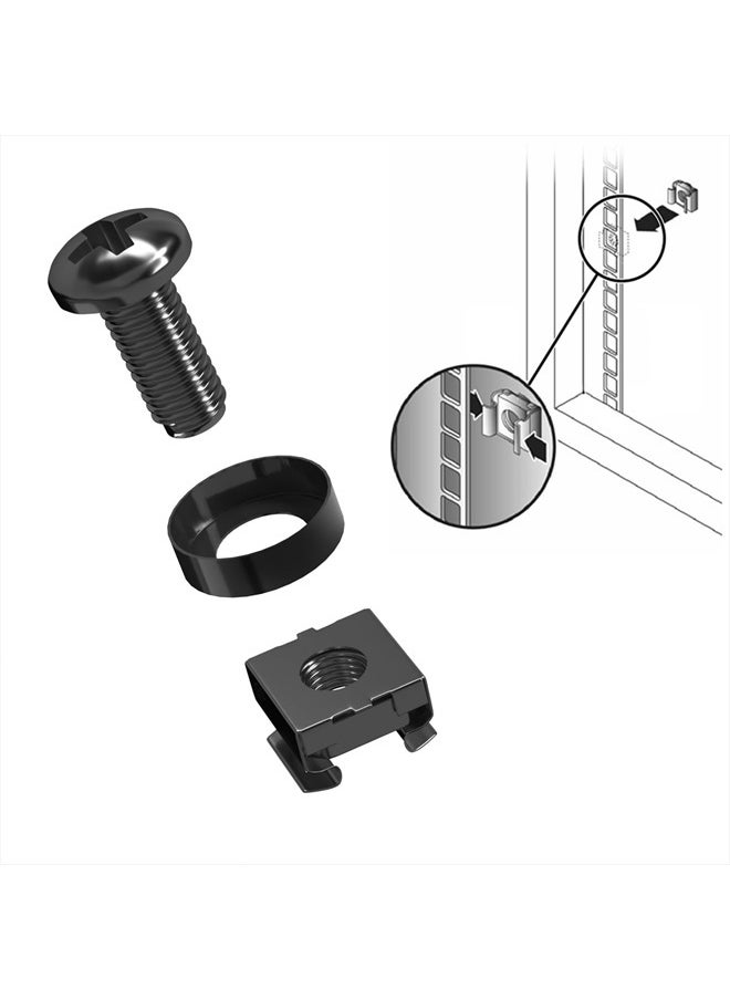 LMS Data - 50 Pack of Black M6 Cage Nuts & Screws for Rack Mount Equipment Server 19" and 10" Cabinet, Patch Panel, Server Shelves Fixing & Installation Screws & Cage Nuts Wall Mount Server Network Enclosure - Image 1