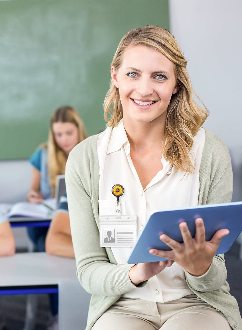 KASTWAVE Badge Reel, Retractable Badge Holder Carabiner Reel Clip on ID Card Holders Pack of 4, Sturdy Plastic Snap Strap - Image 3