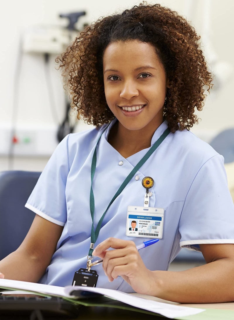 KASTWAVE Badge Reel, Retractable Badge Holder Carabiner Reel Clip on ID Card Holders Pack of 4, Sturdy Plastic Snap Strap - Image 2