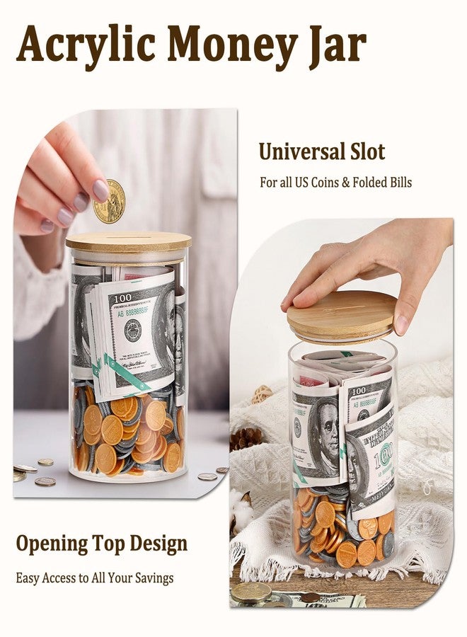 Hoowen Laundry Room Coin Bank Jar with Money Slot and Wooden Lid, Rustic Farmhouse Laundry Room Decor Cute Piggy Bank Funny Tips Jars with Labels, Clear Acrylic Money Savings Jars for Home Adult - Image 4