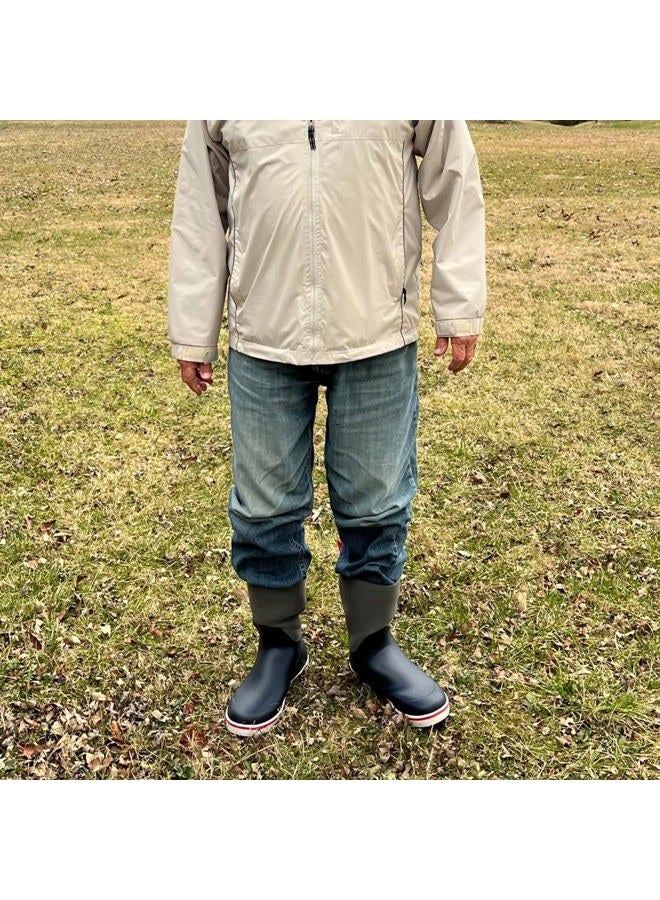 Showave Deck Boots for Men Rain Boots Mid Calf Insulated Rubber Boot for Men Waterproof Fishing Boot Outdoor Mud Booties for Sailing Gardening Working, Navy, 9 - Image 5
